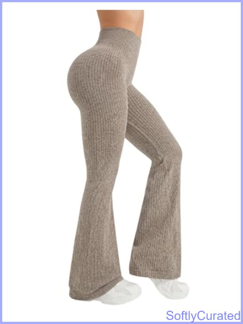 High Waist Ribbed Flare Yoga Pants Butt Lifting Seamless Workout Sweatpants